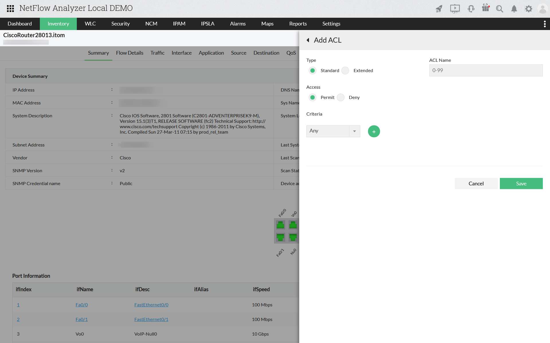 Apply ACL and create/edit QoS policies