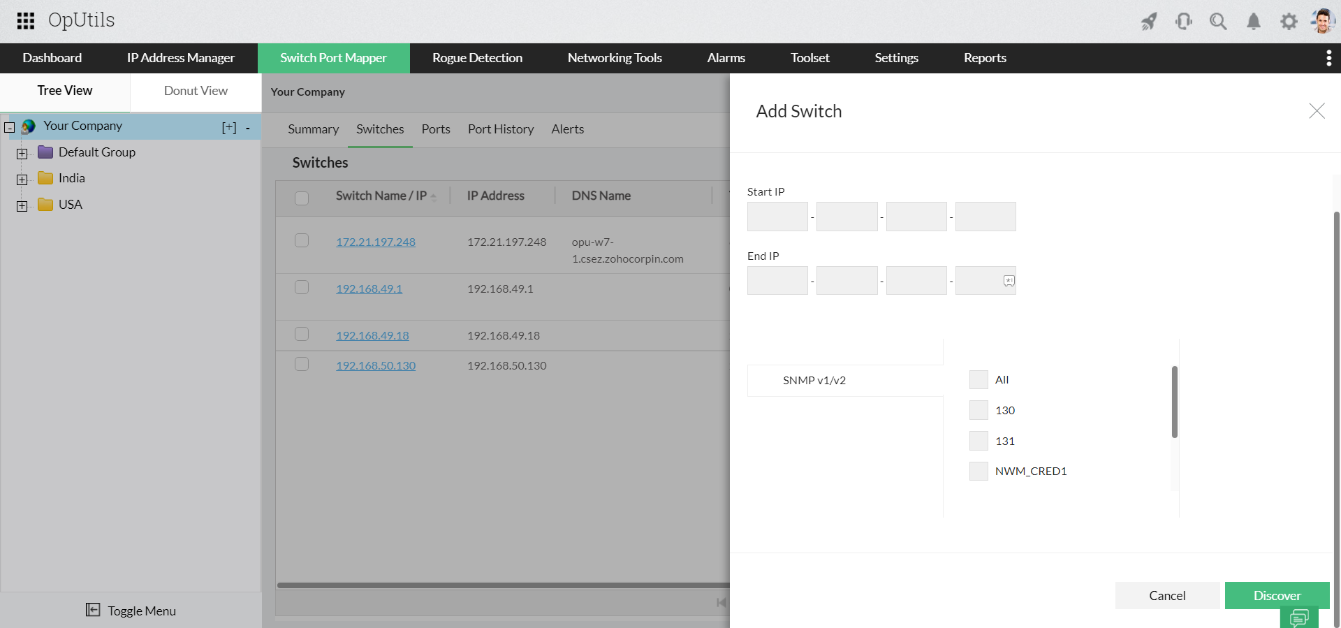 ManageEngine OpUtils Scanning IP Address Range