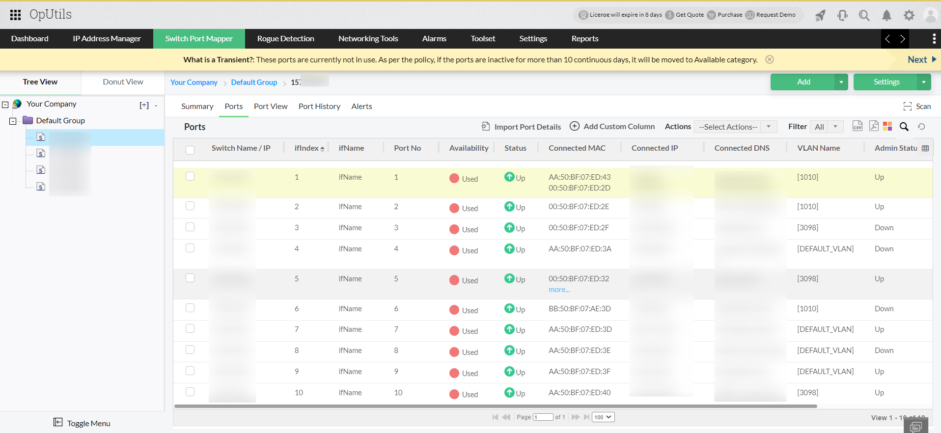 MAC address tracking software - ManageEngine OpUtils