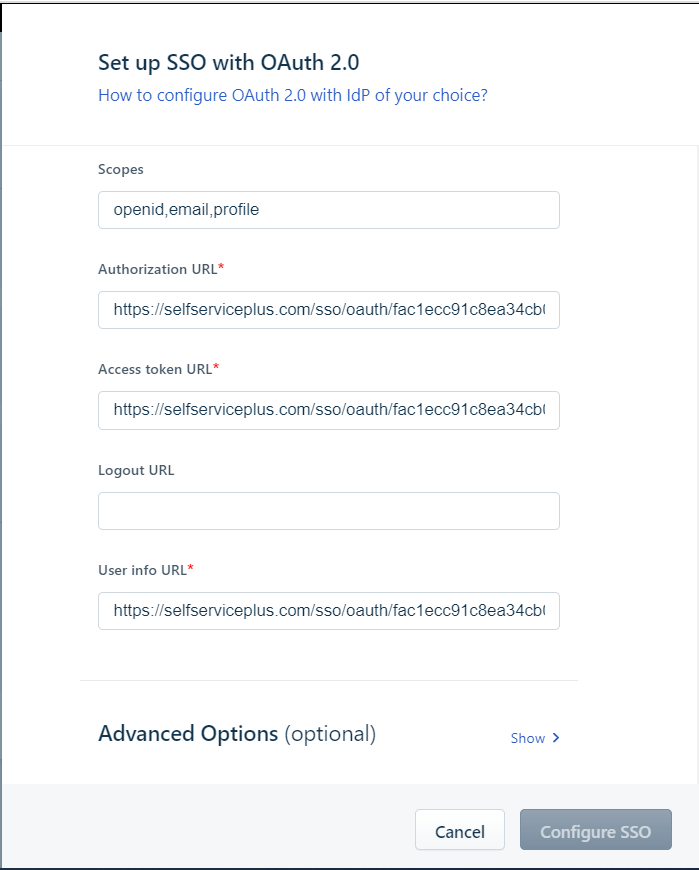 Configure Oauth or OpenID Connect SSO for custom application