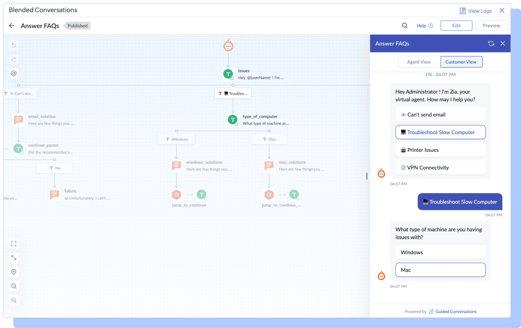 Automated actions in chatbot