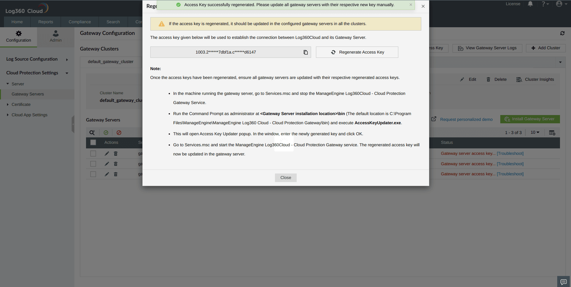 Steps to regenerate Access Key