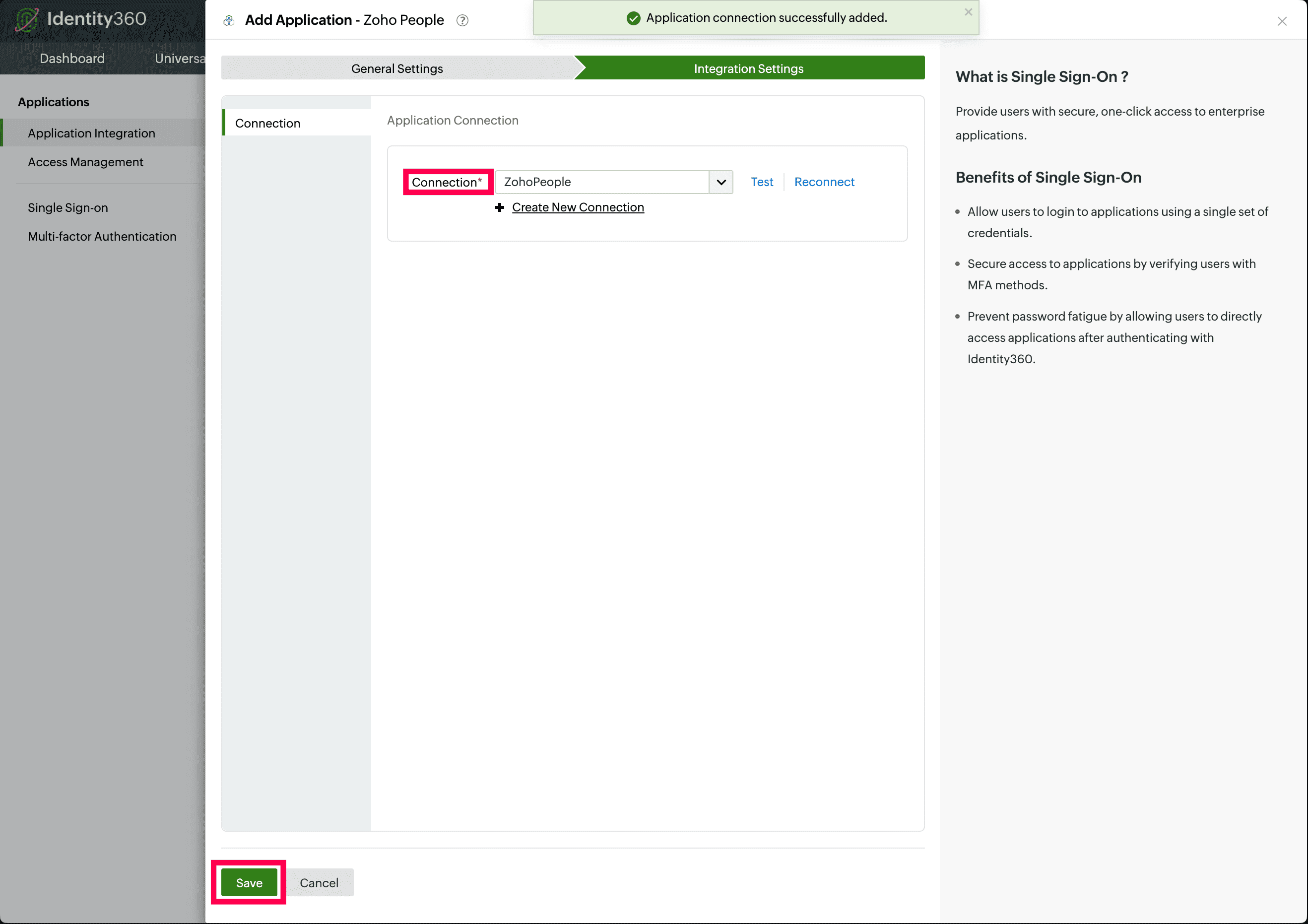 Connection selection for Zoho People