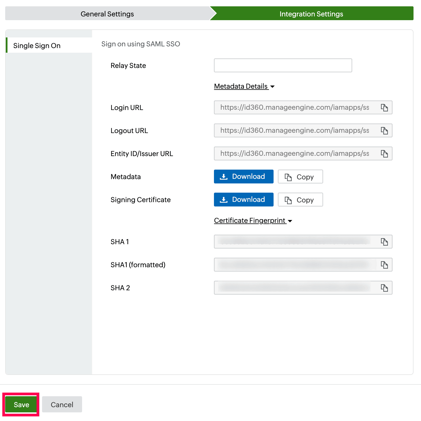 Identity360 application configuration