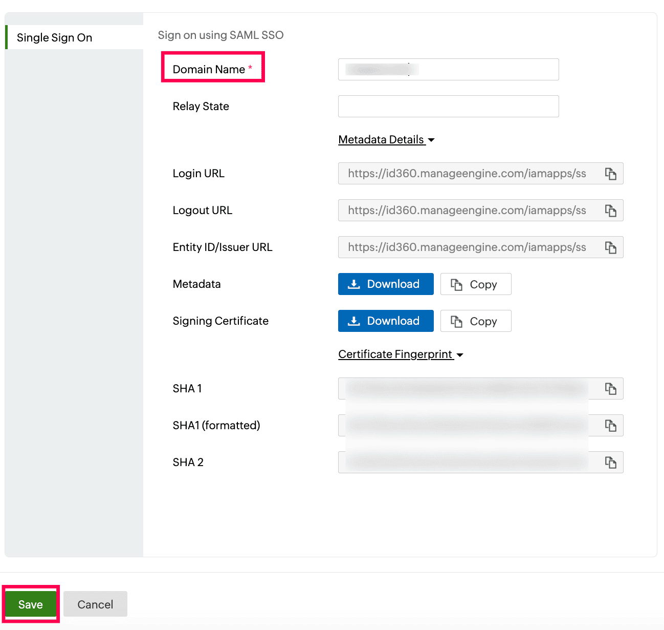 Identity360 application configuration