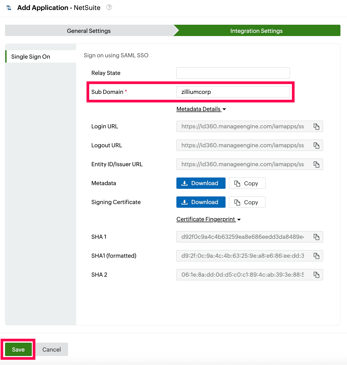 Identity360 application configuration