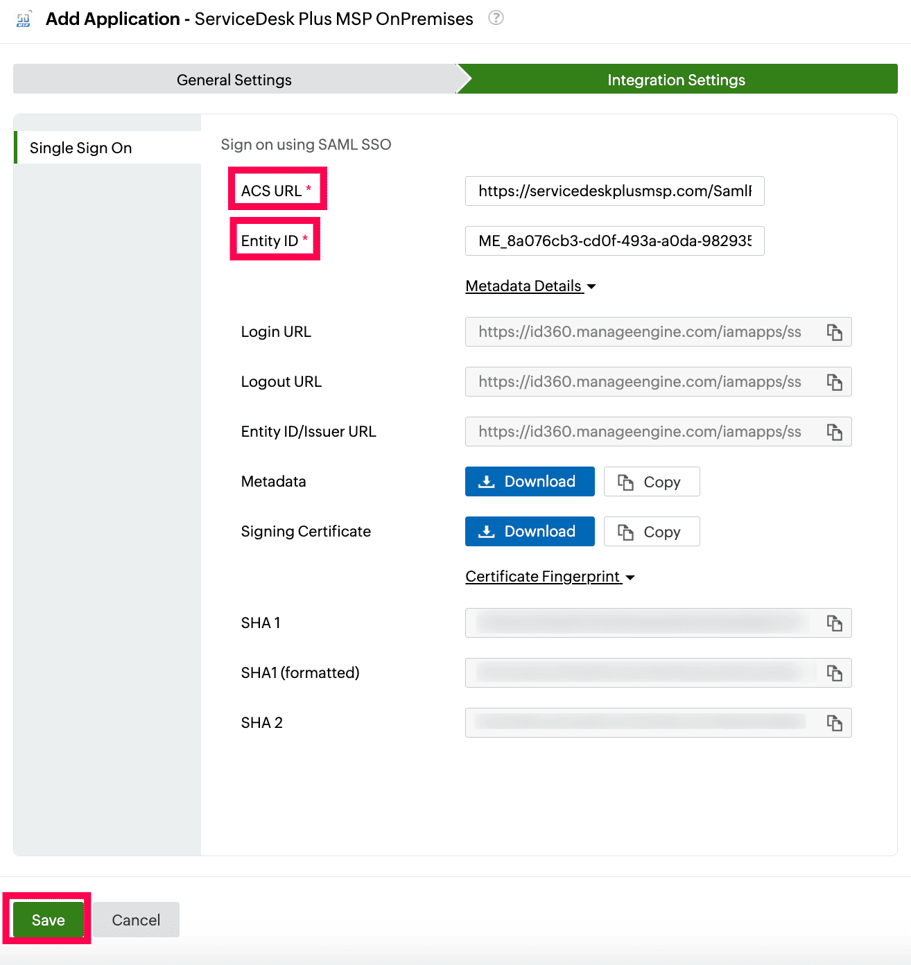 Identity360 application configuration