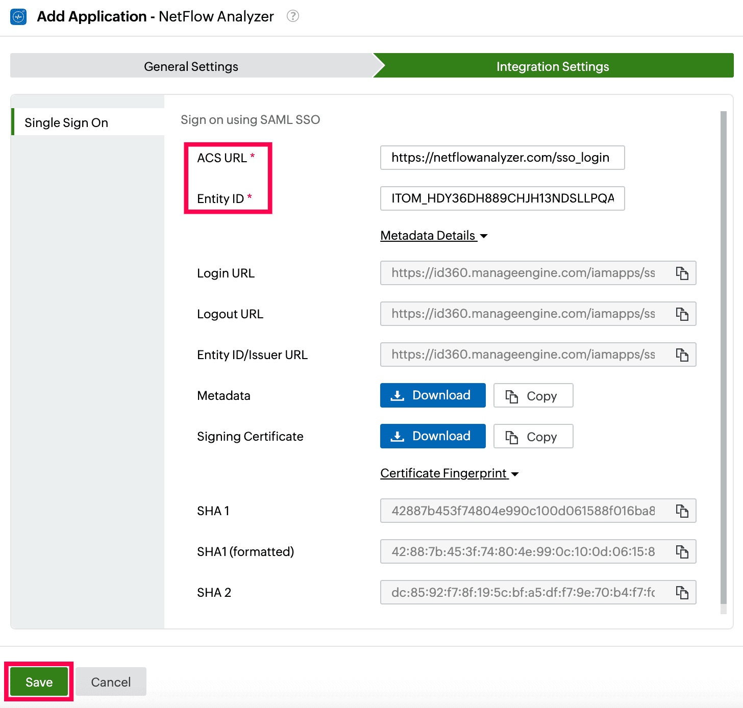 Identity360 application configuration