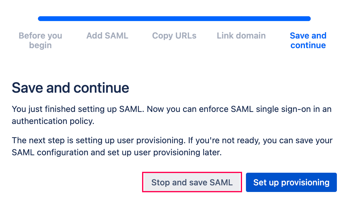 Save SAML configuration