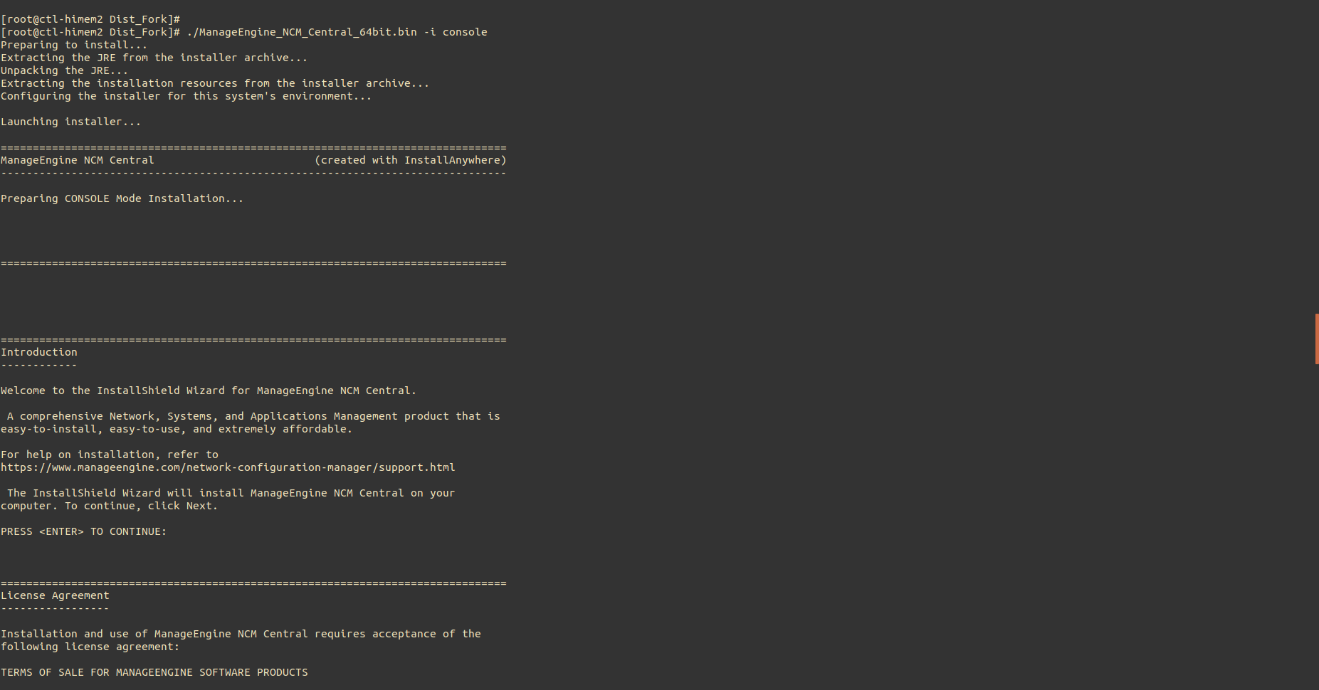 NCM Central Linux Installation Step1