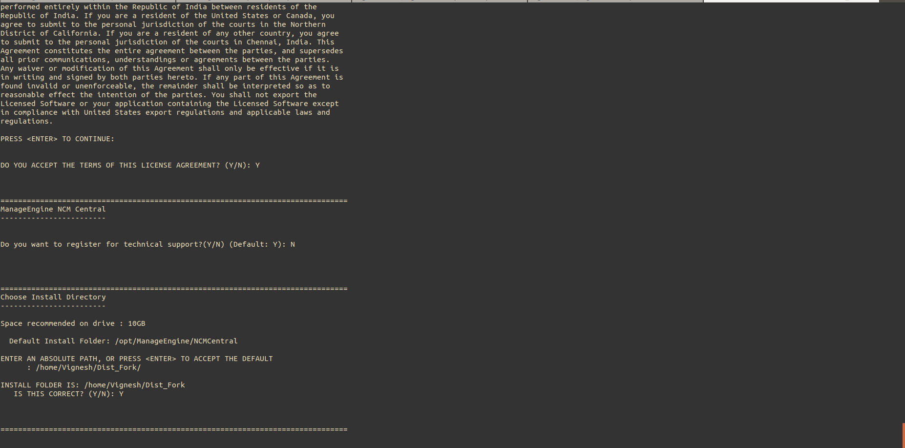 NCM Central Linux Installation Step5