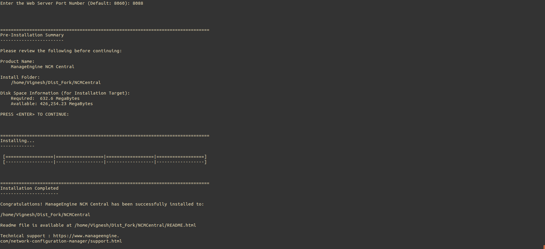 NCM Central Linux Installation Step6