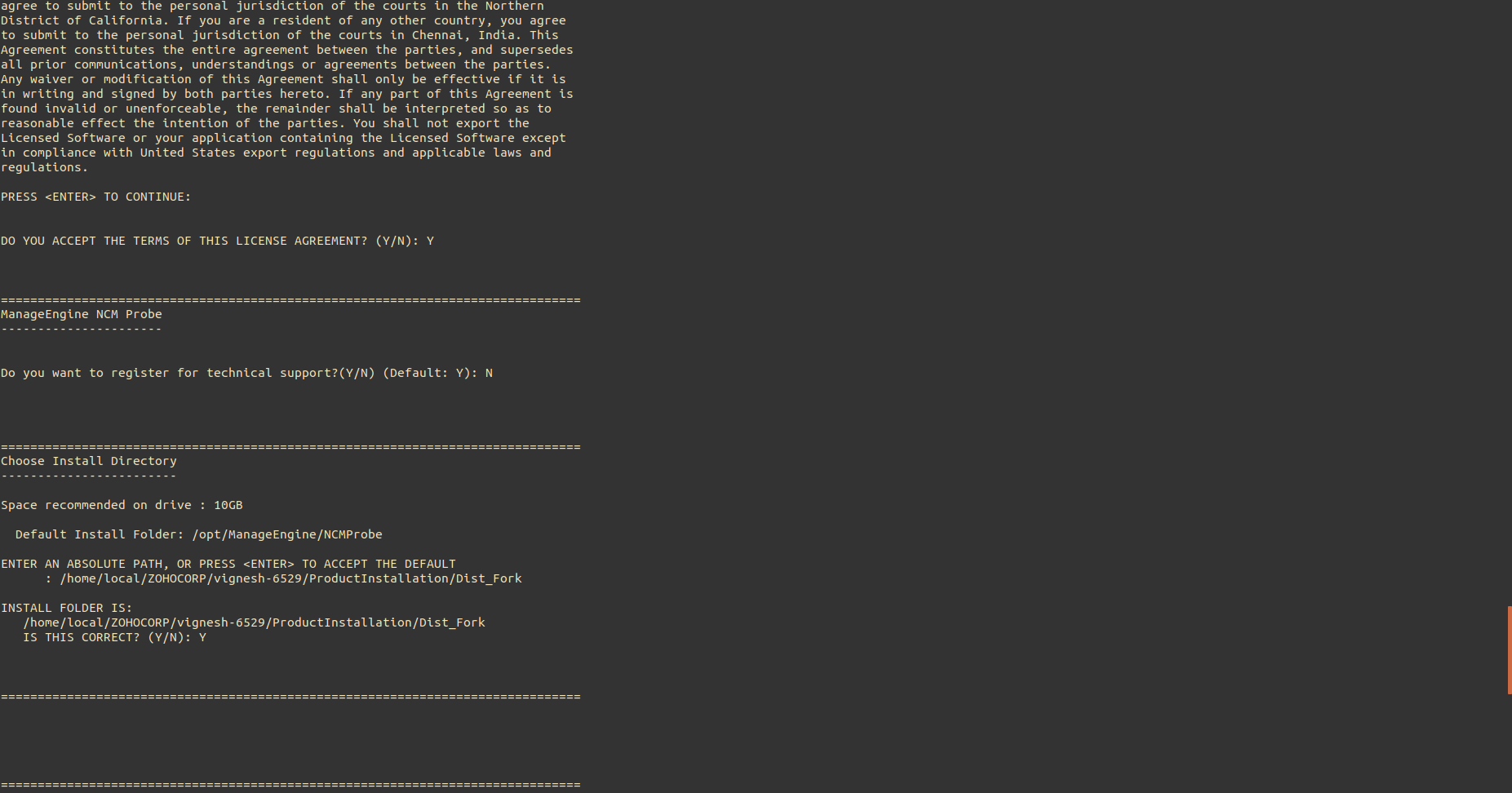 NCM Probe Linux Installation Step5