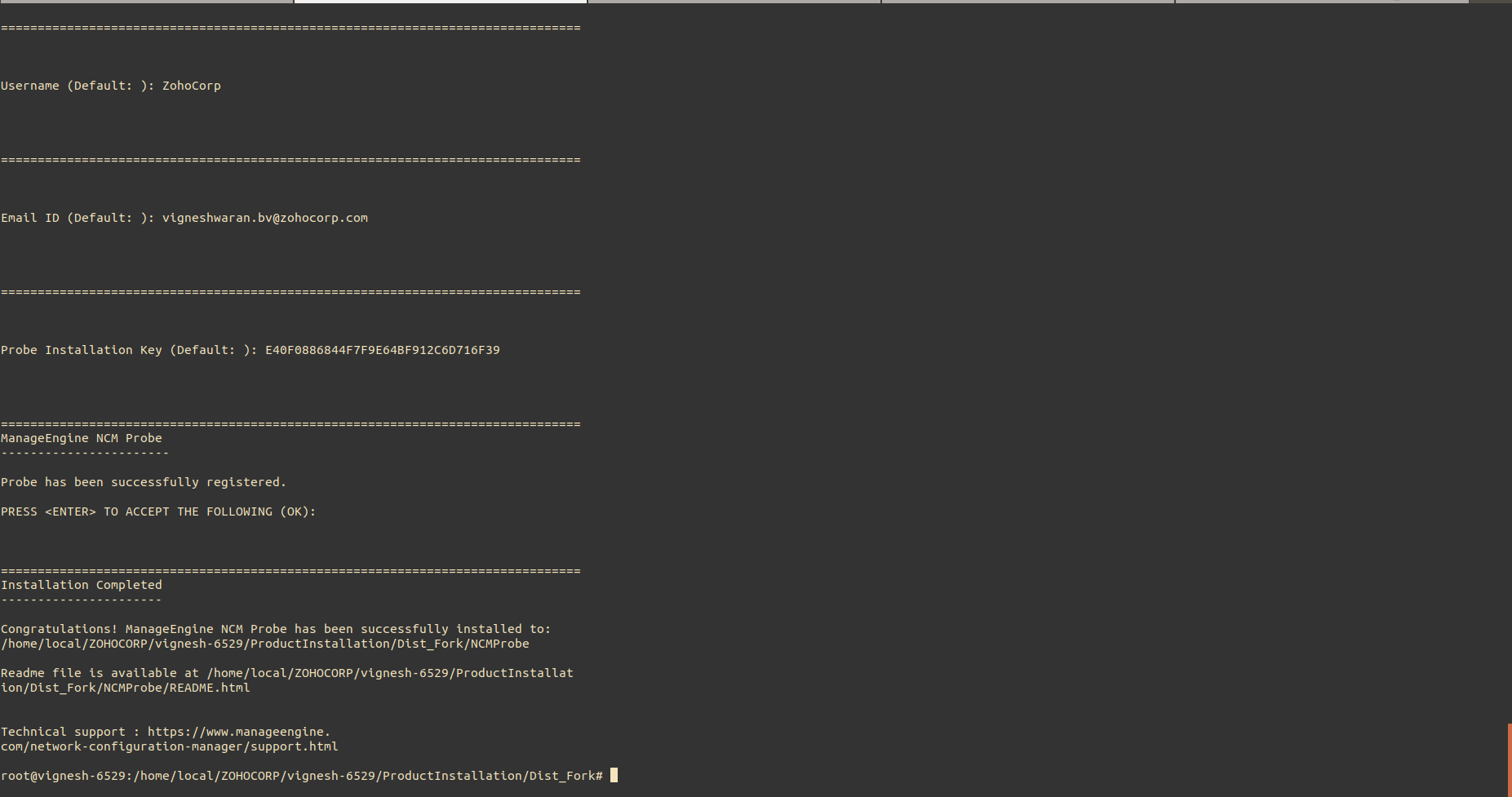 NCM Probe Linux Installation Step9