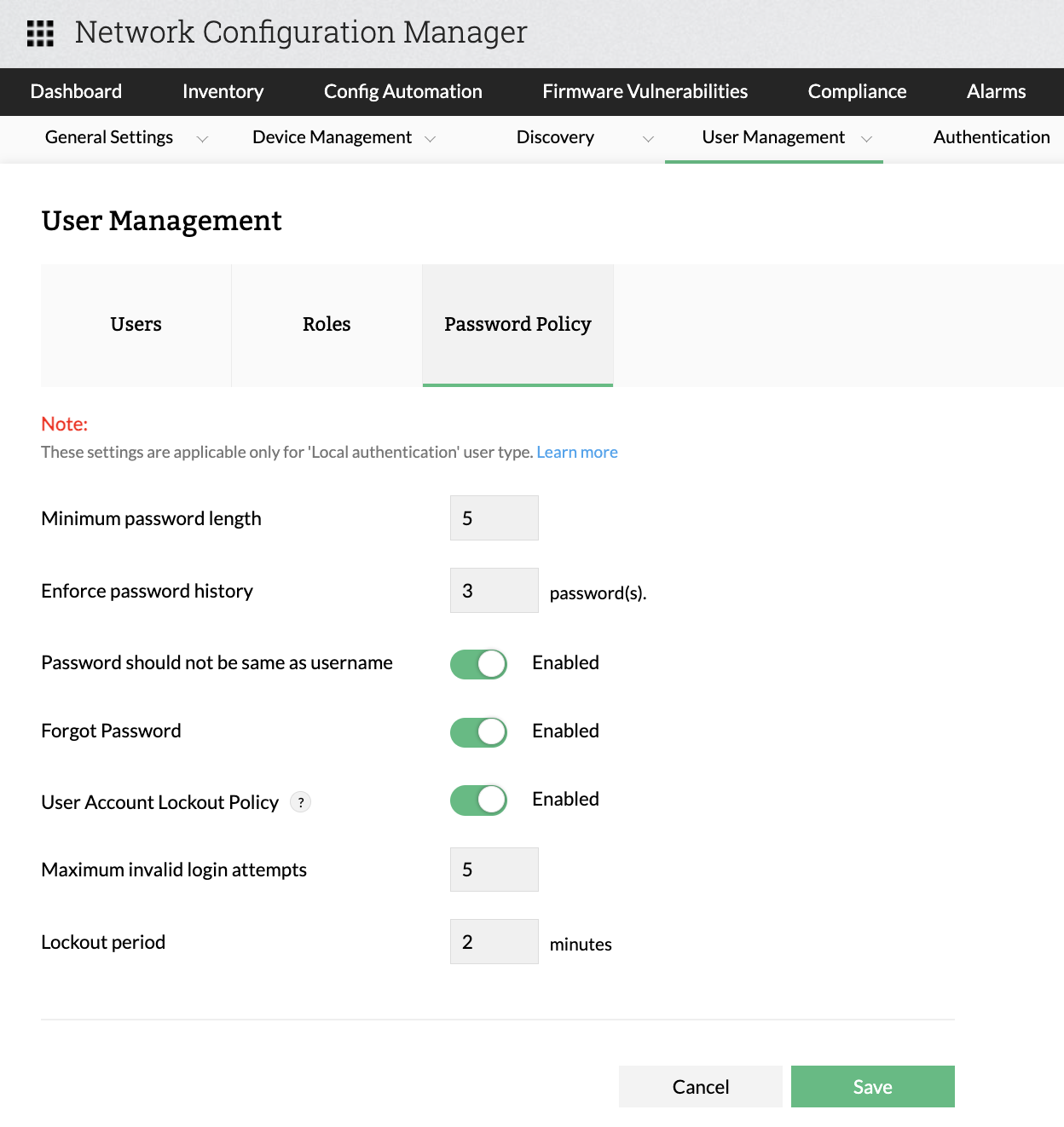 password policy