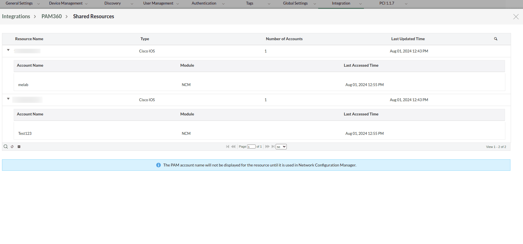 Real-time password change detection in NCM