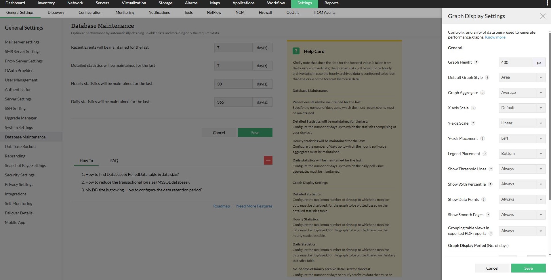 Graph display settings in OpManager