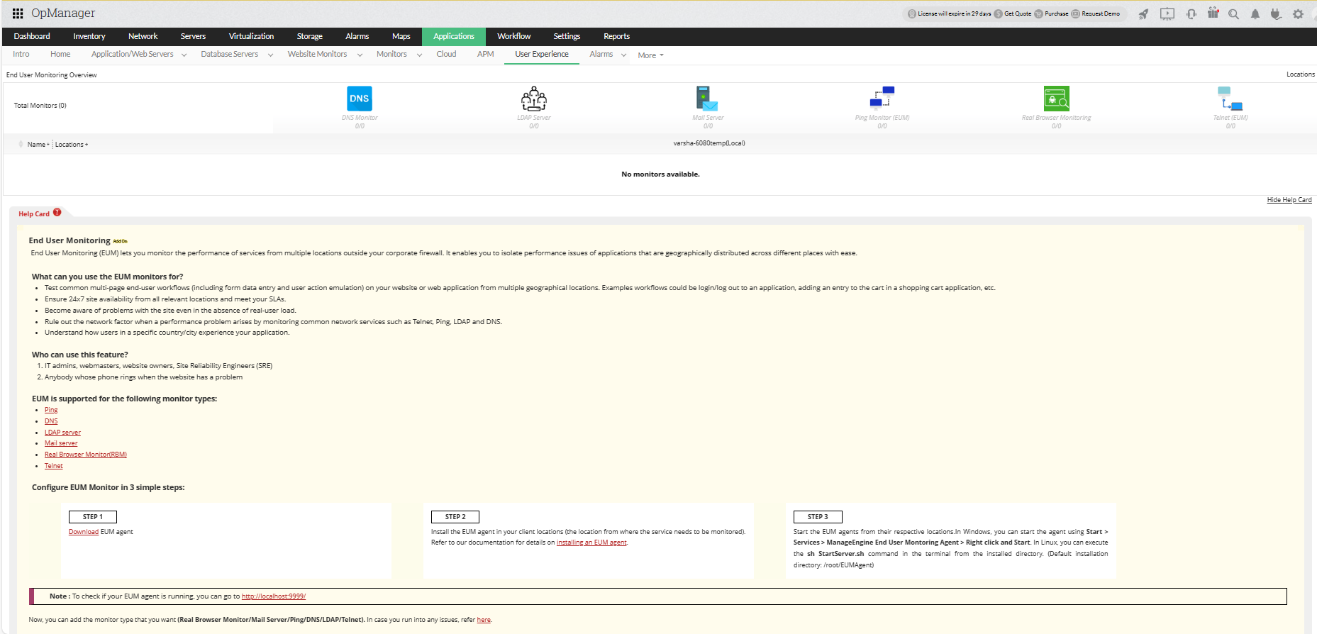 Enable end user monitoring by downloading and configuring your EUM agent