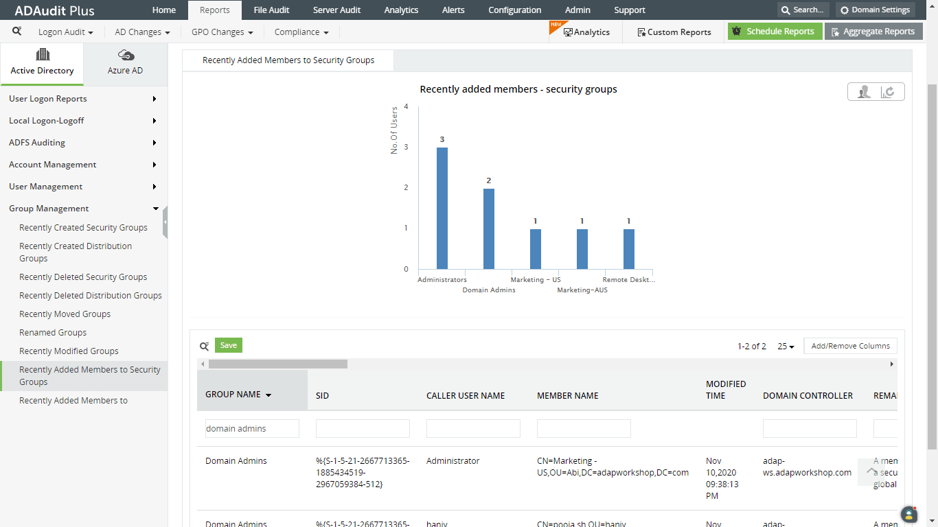 How to detect who added a user to the Domain Admins group