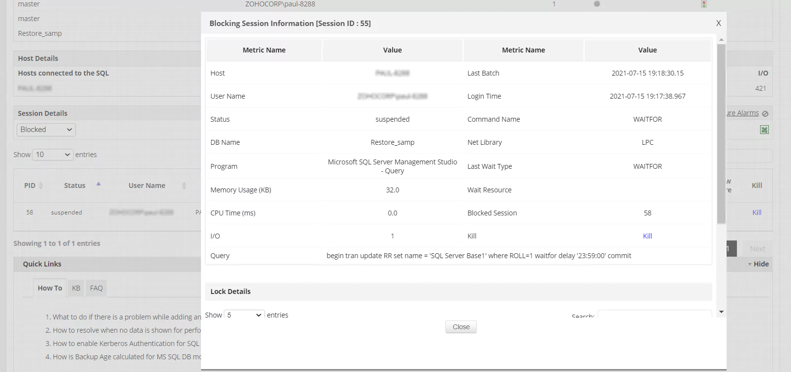 Generate alerts and reports on MS SQL Blocking Sessions- ManageEngine Applications Manager Performance Tuning with MS SQL Monitor