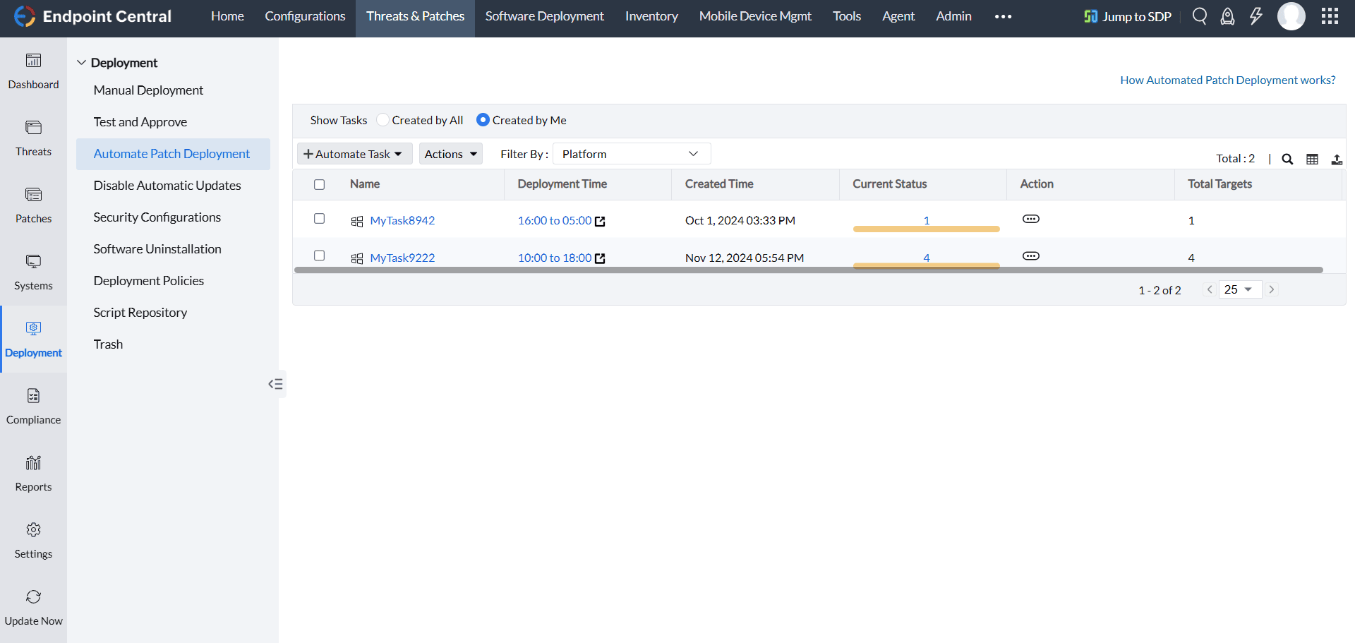 Assessing Automate Patch Deployment Tasks