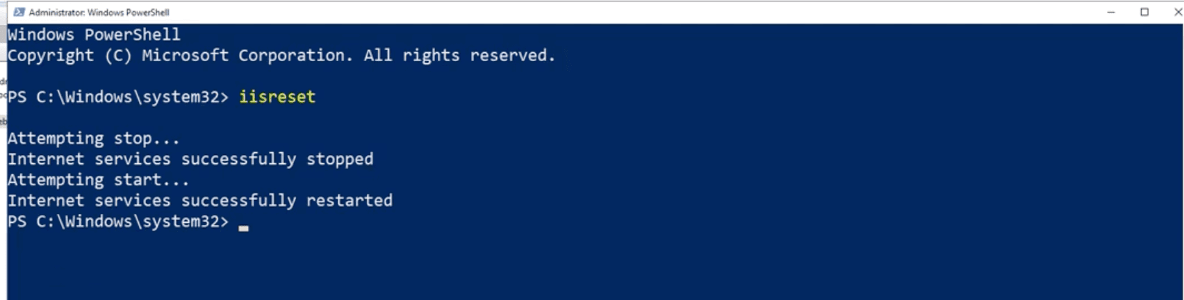 Reset IIS using PowerShell