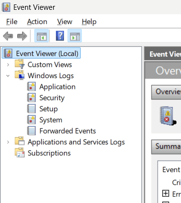 Viewing and accessing Windows crash logs in Windows 11 using Windows Event Viewer