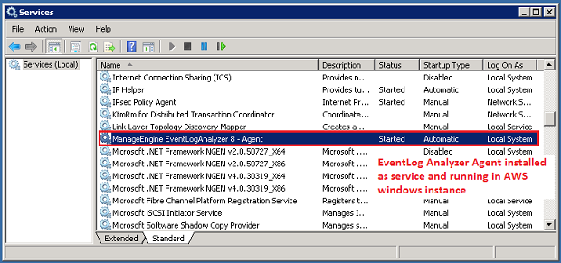 ELA AWS Agent running as service