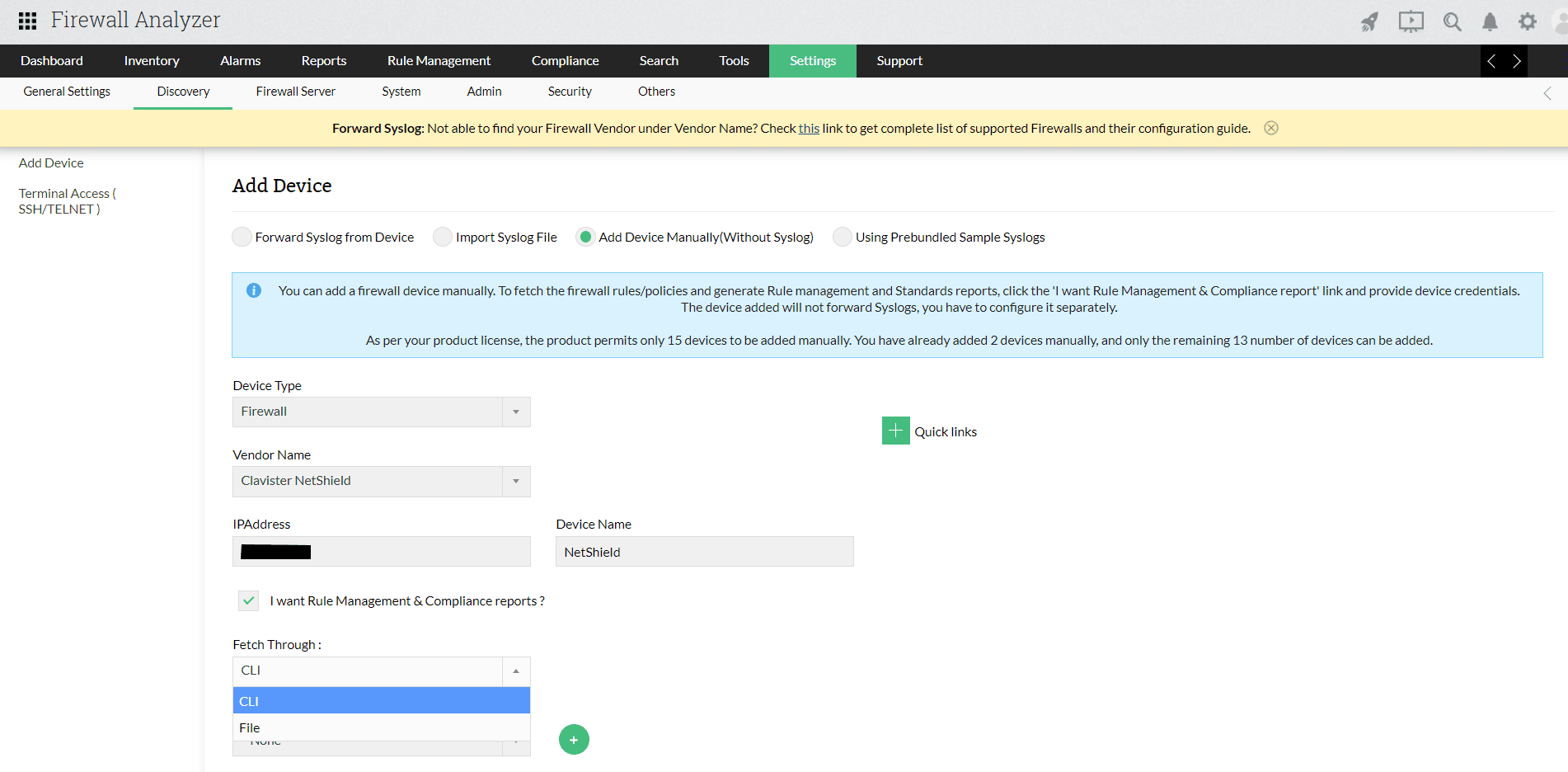 Clavister firewall management