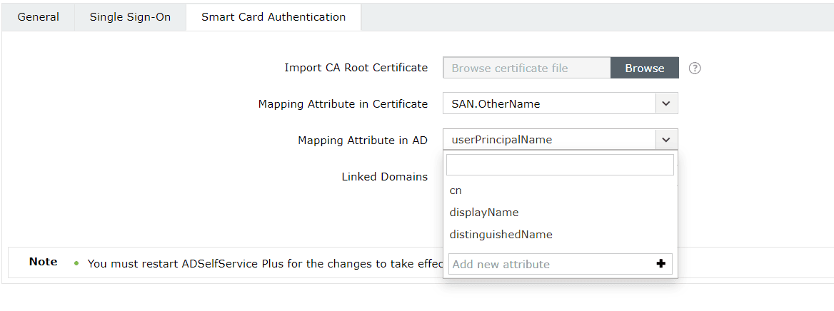 Smart Card Authentication Passwordless logins to the ADSelfService Plus portal for specific domains using smart cards.