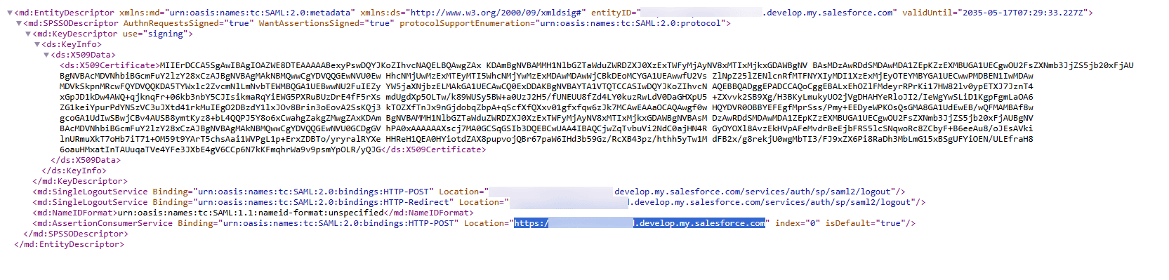 Copying the Salesforce ACS URL for ADSelfService Plus