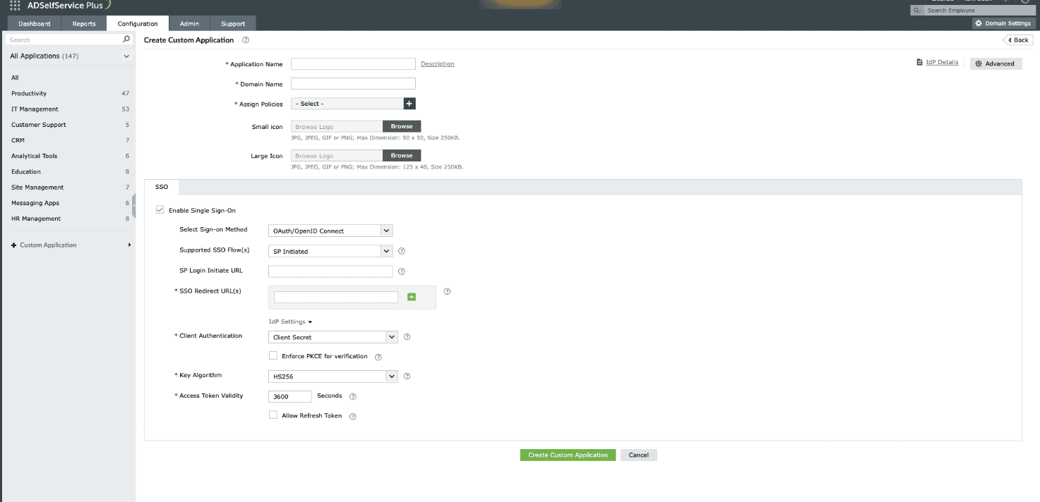 Selecting the Client Secret authentication mode for authenticating the SP's access token request.