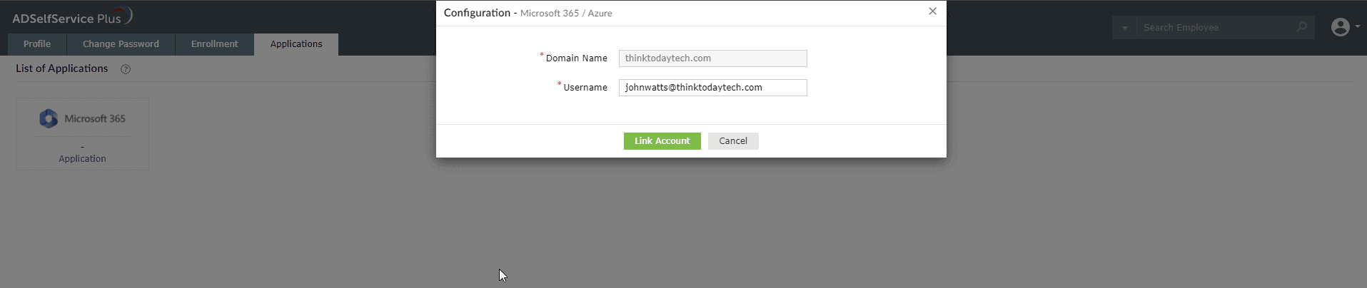 Linking applications using OAuth authentication in ADSelfService Plus