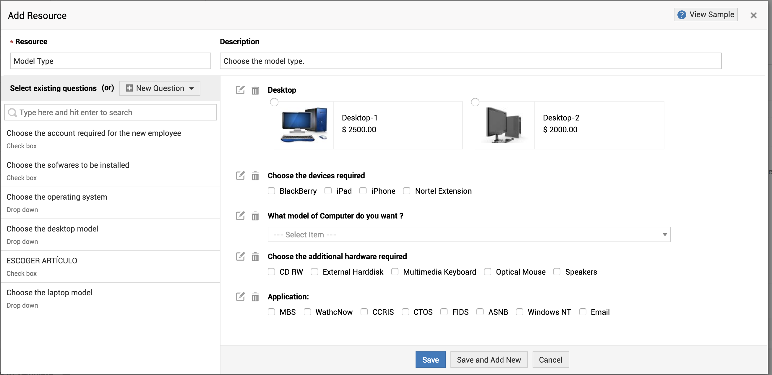 Service request catalog management