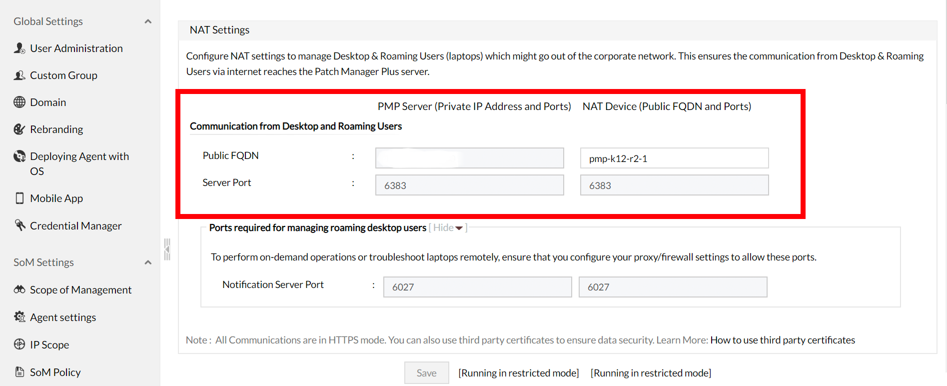 console-of-nat-settings